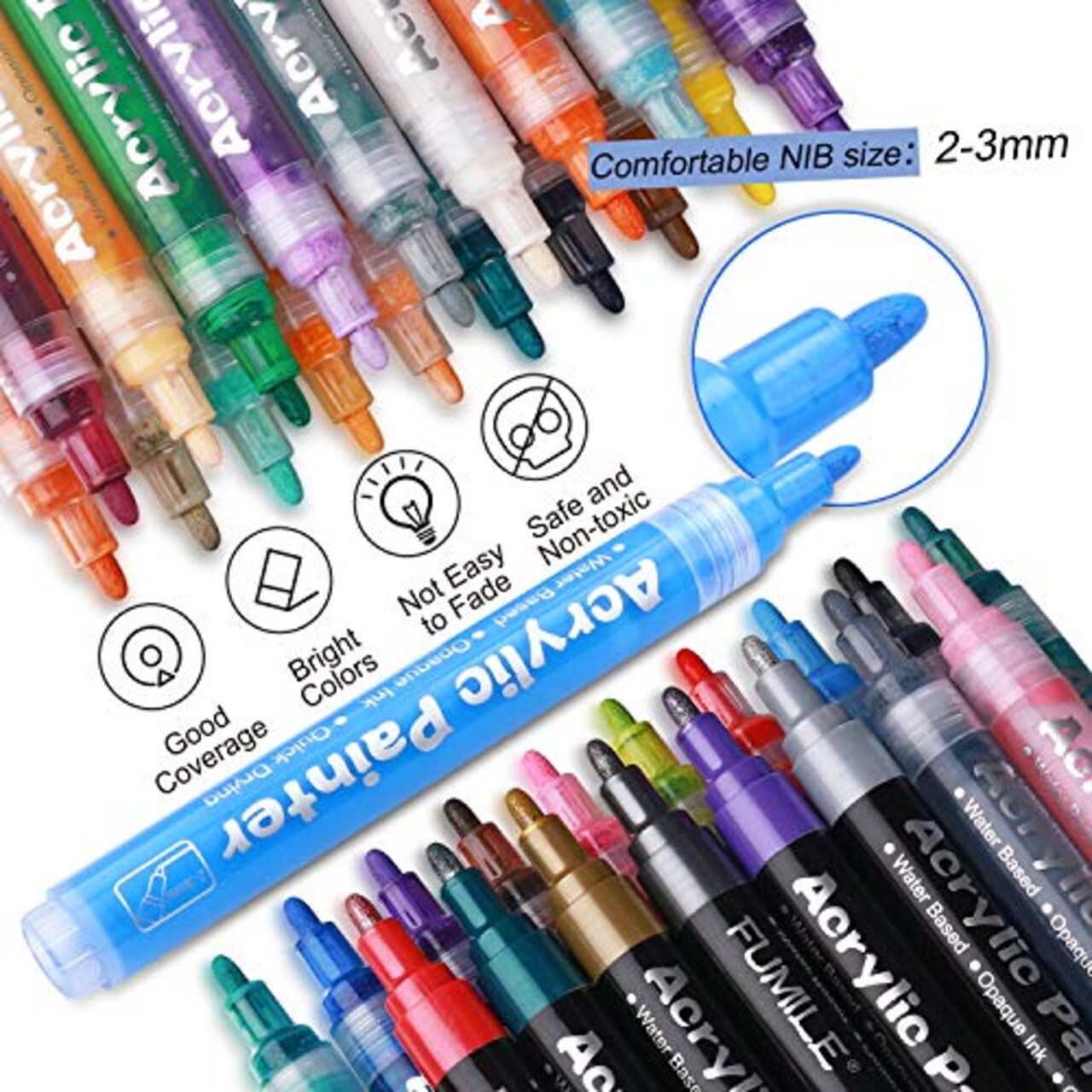 36 Colors Paint Pens Paint Markers, Acrylic Paint Pens for Wood, Rock Painting, Glass, Ceramic, Canvas, Easter Egg and more Paintings, acrylic paint set for Painting Supplies, Craft Supplies.